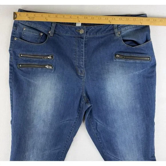 Boo Radley Ankle Jeans Zipper Pockets Moto Grunge Emo Goth Womens Size 16 - Picture 3 of 12